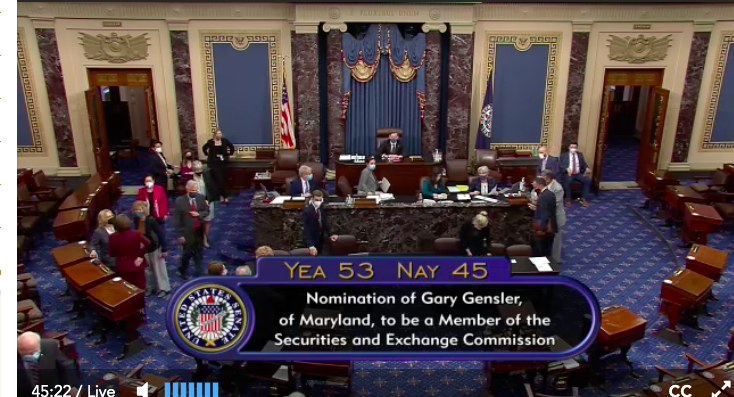 U.S. Senate confirmation of Gary Gensler for SEC chair