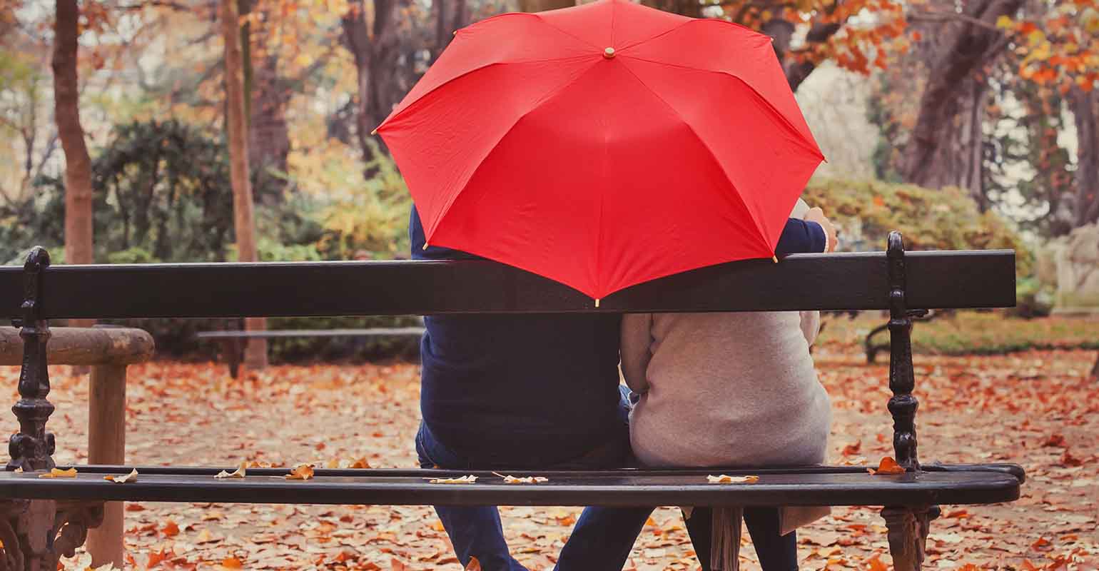 retirees bench umbrella