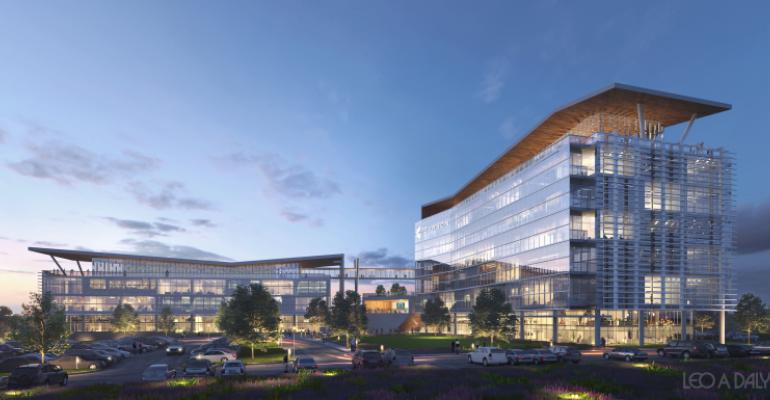 A rendering by Leo A Daly of Carson Group's new $80 million headquarters.