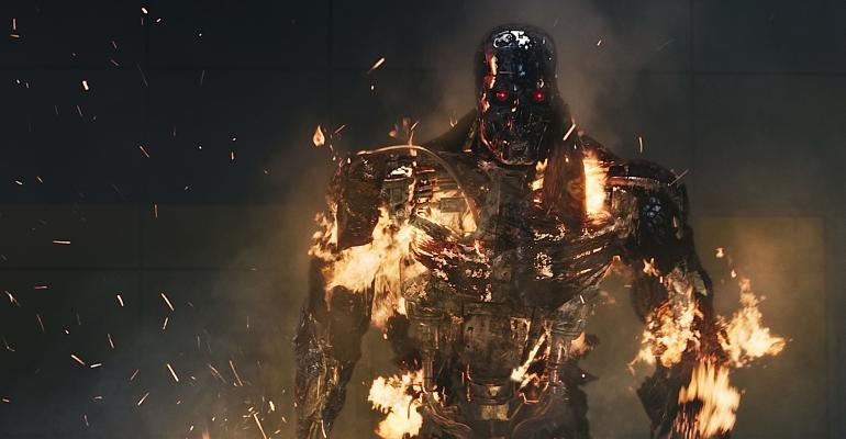 Terminator robot burning