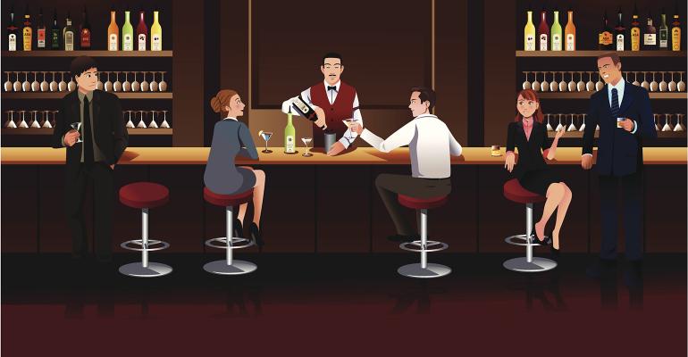 business people at bar illustration