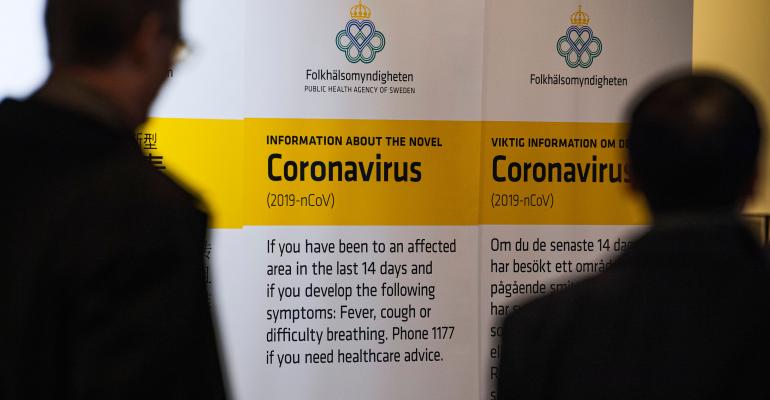 corona virus sign in airport
