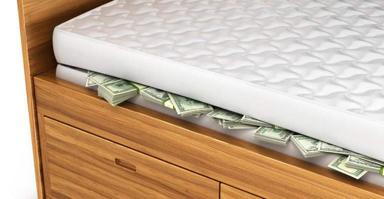 money hiding under mattress