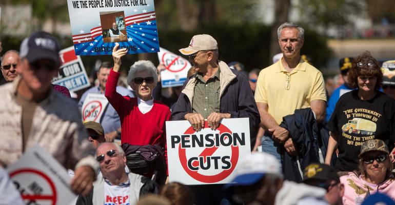 pension cuts protest