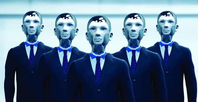 robot businessmen in suits
