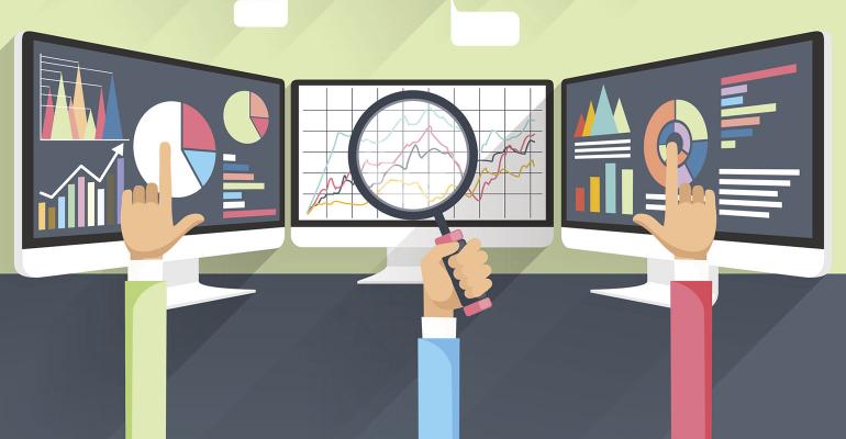 stock market monitors illustration