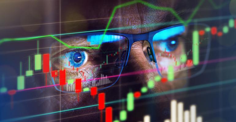 stock market trader glasses reflection