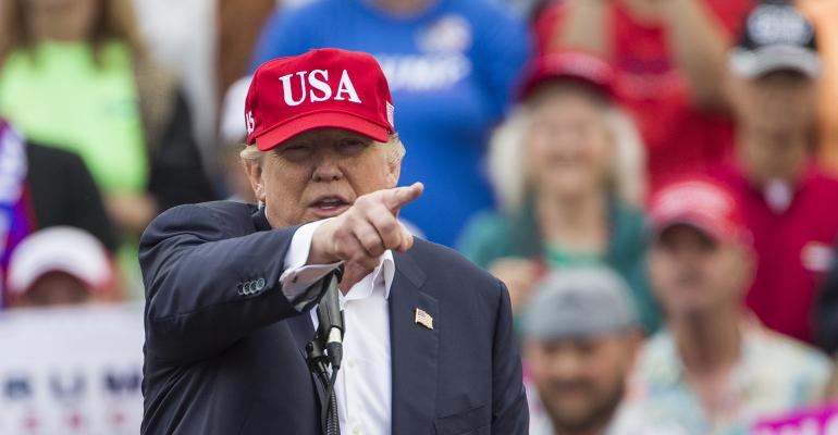 Trump USA Hat pointing