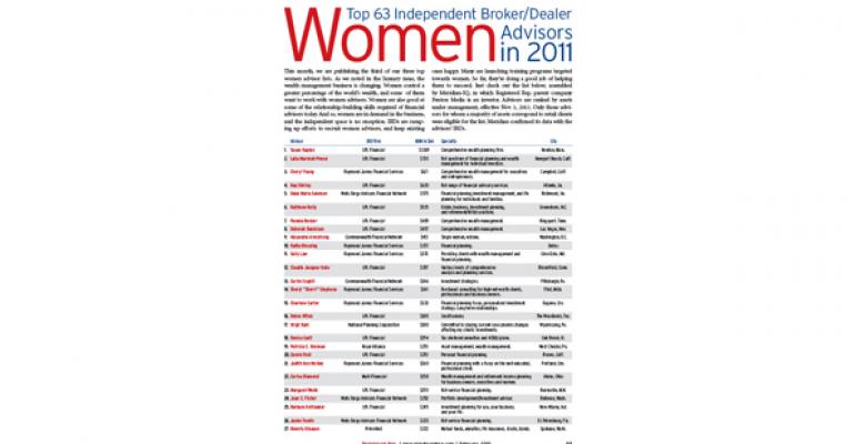 Top 63 Independent Broker/Dealer Women Advisors in 2011