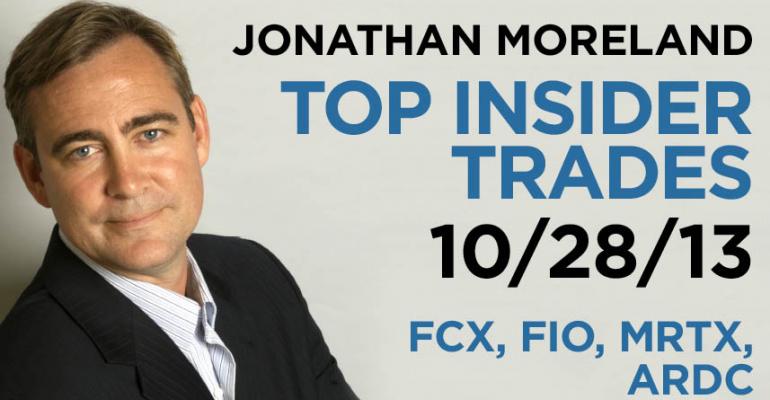 Top Insider Trades 10/28/13: FCX, FIO, MRTX, ARDC