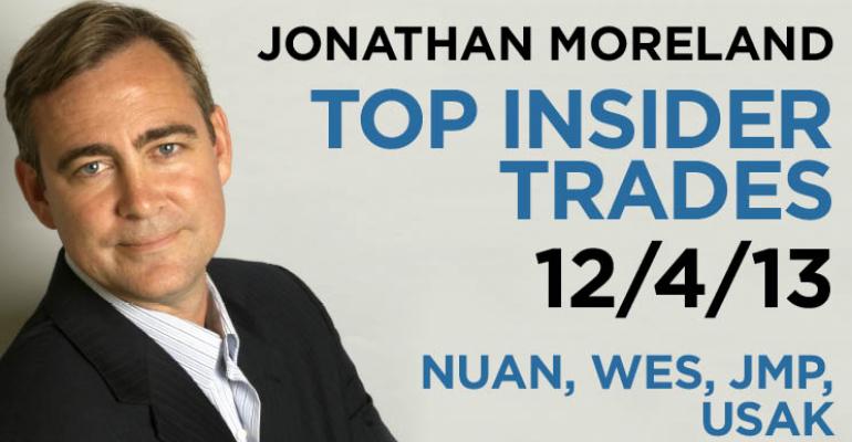 Top Insider Trades 12/4/13: NUAN, WES, JMP, USAK