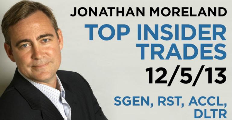Top Insider Trades 12/5/13: SGEN, RST, ACCL, DLTR