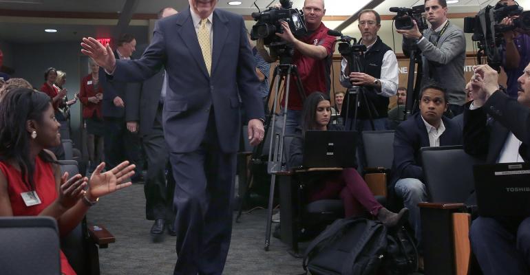Senate Minority Leader US Sen Mitch McConnell RKY arrives for a press conference at the University of Louisville on Wednesday following the midterm elections
