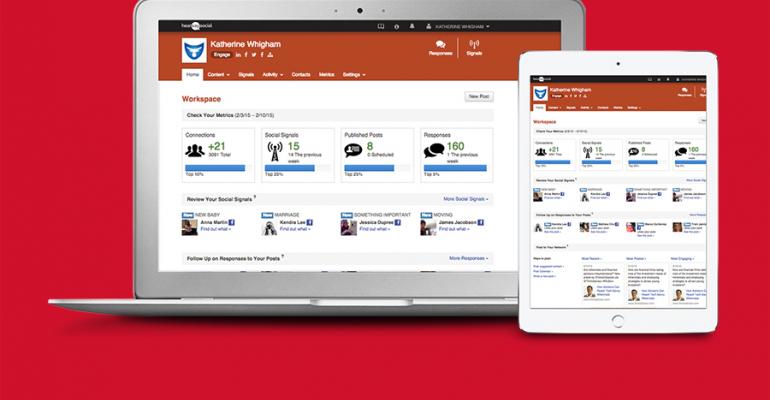 View of the advisor dashboard interface within Hearsay Social39s new Predictive Social Suite 