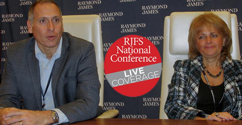 Vin Campagnoli and Bella Allaire at the Raymond James Financial Services national conference in Las Vegas 