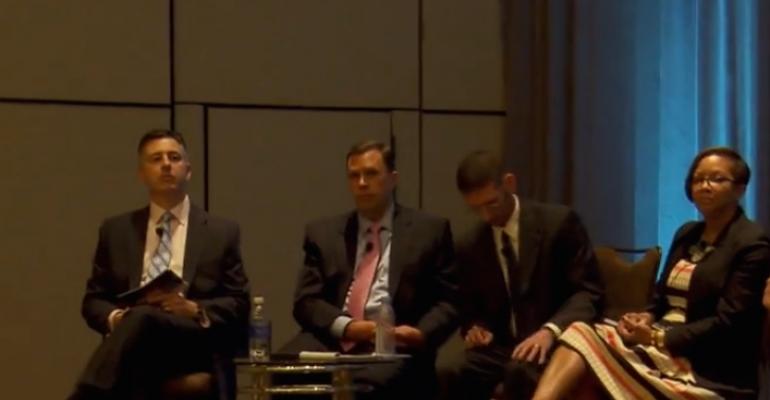 Pershing39s Robert Cirrotti FSI39s David Bellaire Cambridge Investment Reserach39s General Counsel Seth Miller and Pershing39s Tonia Bottoms on a panel Thursday talking about the Labor Department39s fiduciary proposal 
