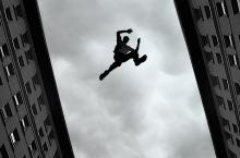 jumping between buildings