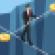 Illustration of a businessman walking a tightrope balancing money