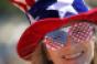 American flag glasses hat woman