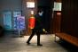 A staff disinfects the lobby of a hotel in Jiujiang in China's central Jiangxi province. 