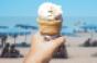 vanilla ice cream cone beach